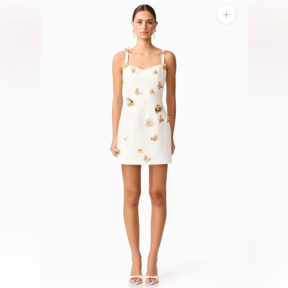 elliatt mira white sweetheart 3d floral butterfly embellished mini dress XS NEW - Picture 4 of 13